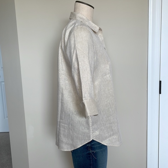 NWT Chico’s Metallic No Iron Shirt Size 0 - Picture 6 of 11